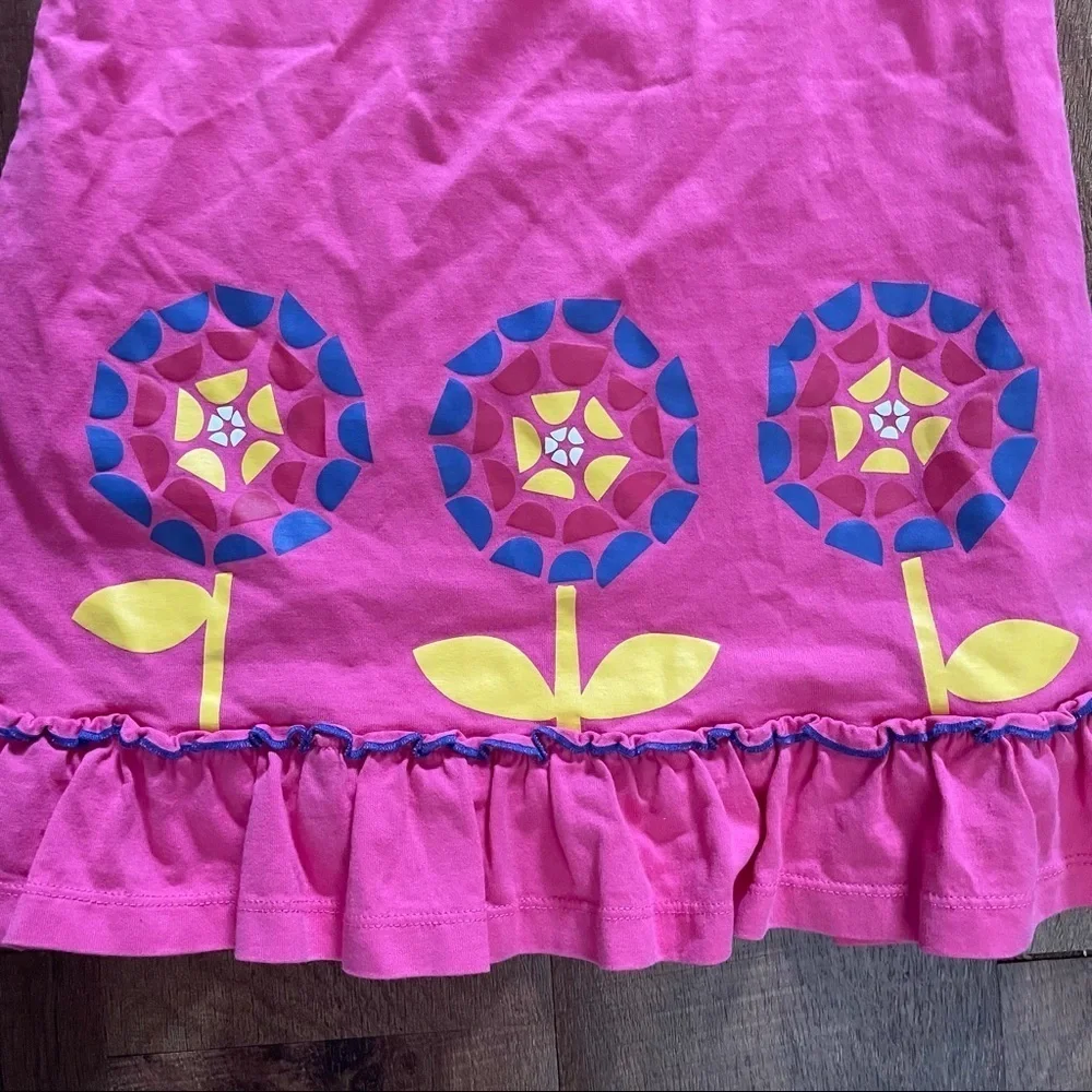 Hanna Andersson girls pink dress w/ flowers sz 110/5 100% cotton